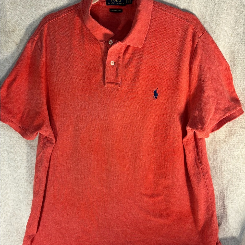 Ralph Lauren Coral-Red Polo with Navy Pony